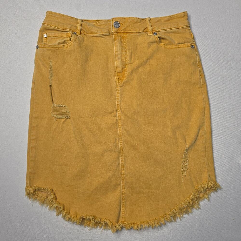 Est. 1946 Denim mustard yellow distressed denim mini skirt Size 10